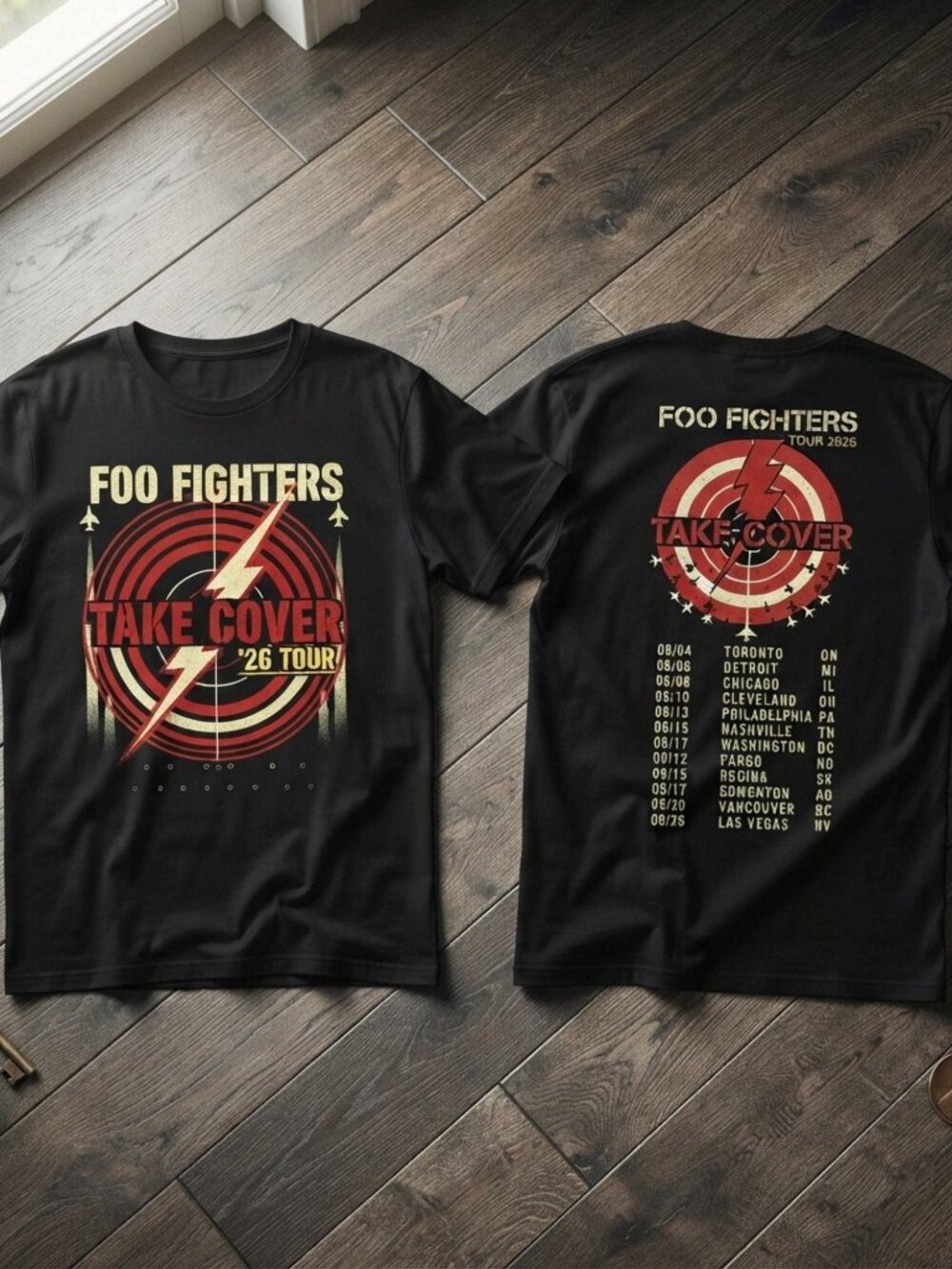 Foo Fighters Take Cover Tour 2026 Vintage Black T-Shirt